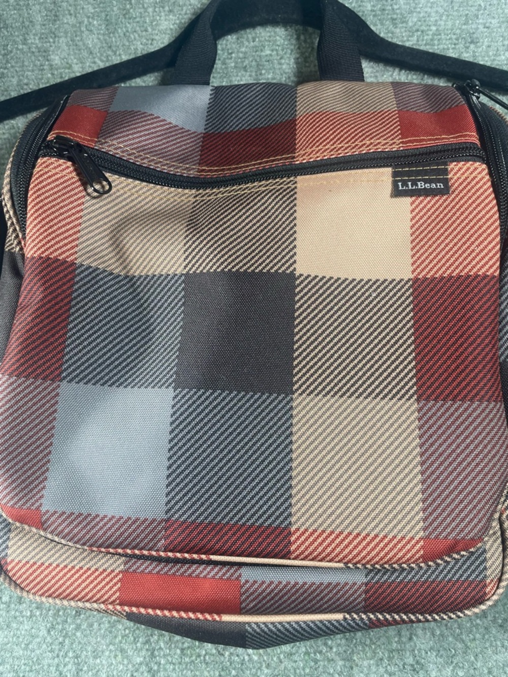 L.L. Bean Red, Gray and Tan Plaid Toiletry Bag